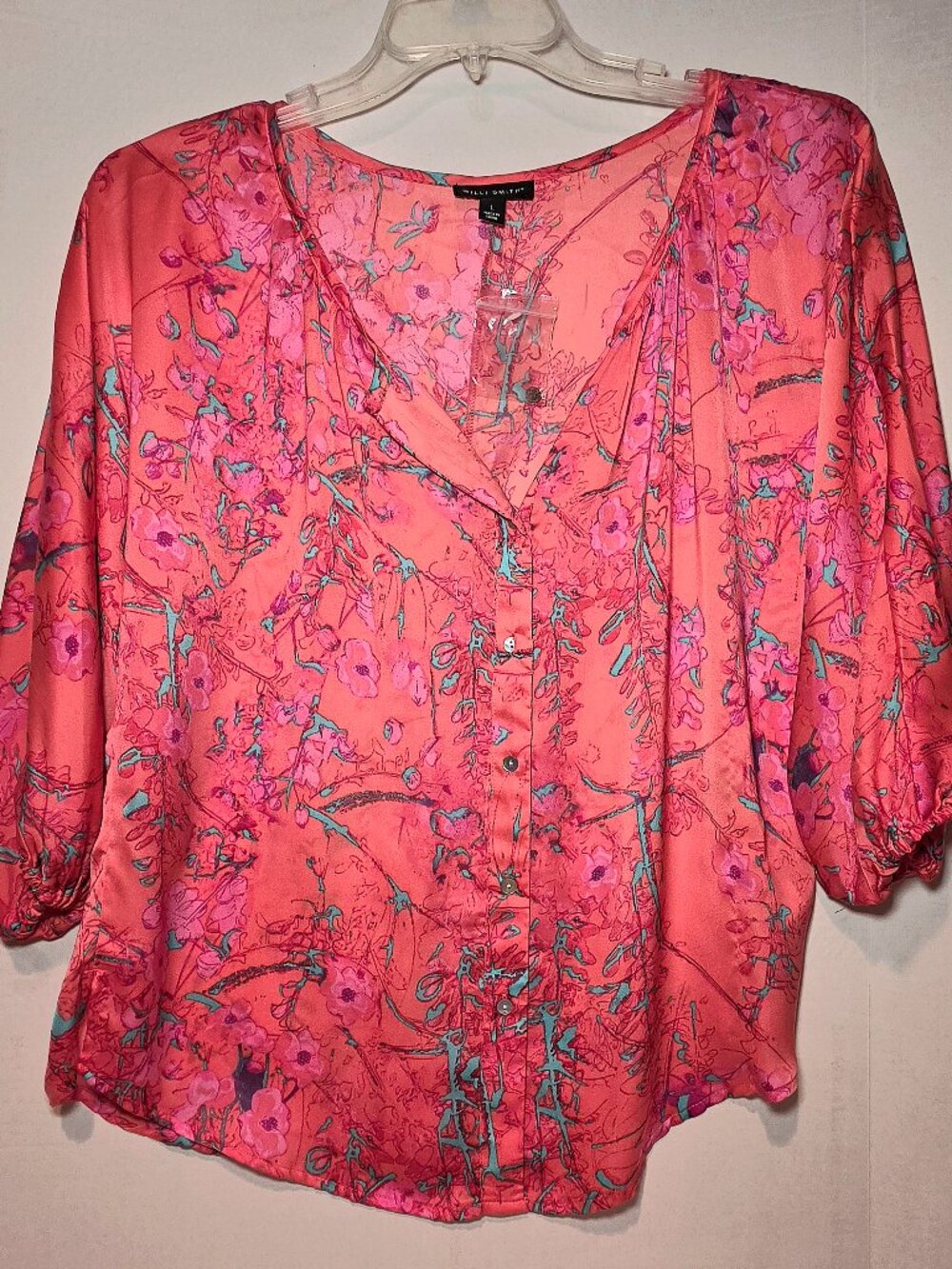 Willie Smith peasant style button front top. Large